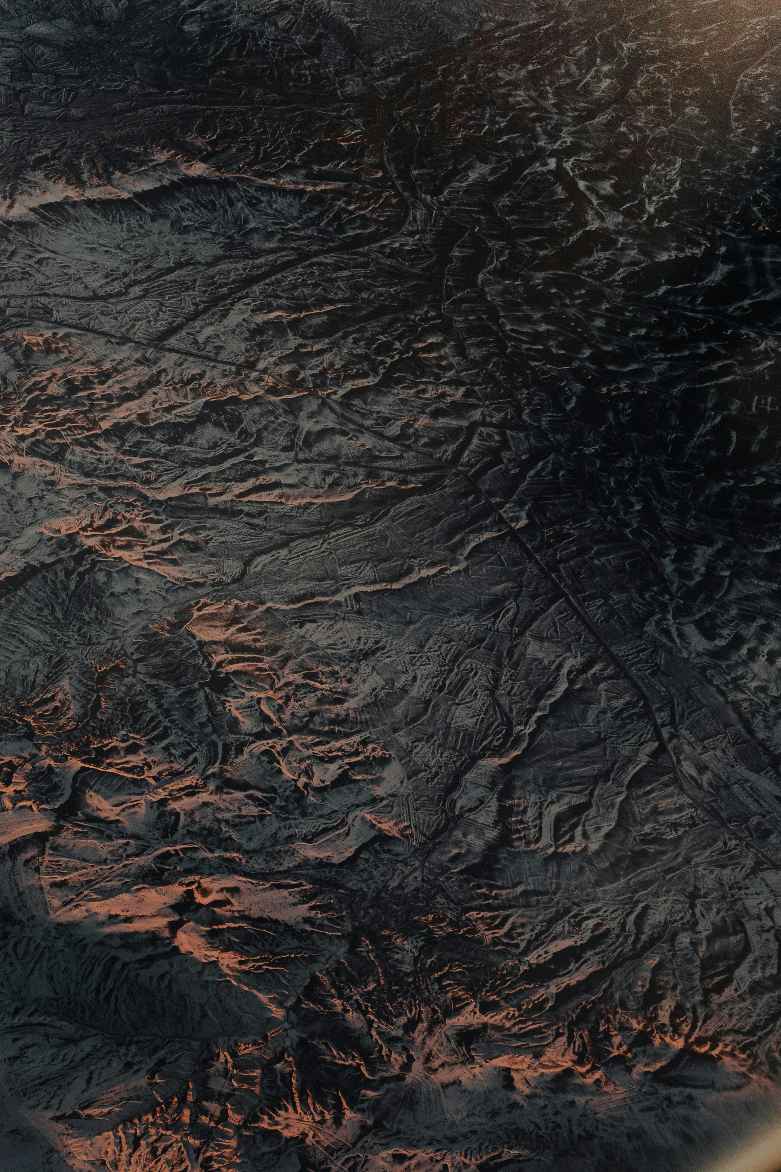 Dark topographic map with contour lines