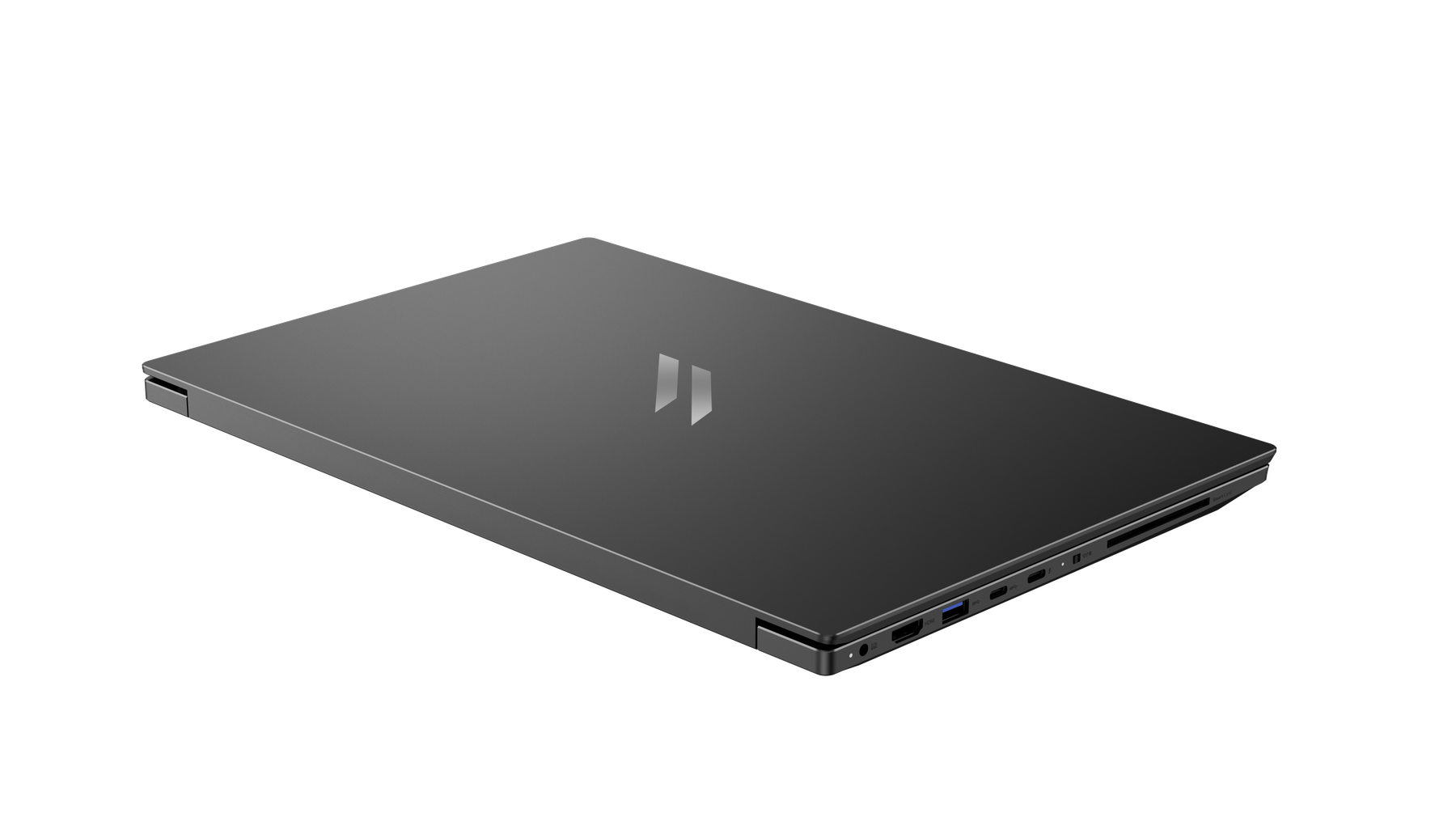 TITAN Kronos laptop, closed, three-quarter view in matte graphite
