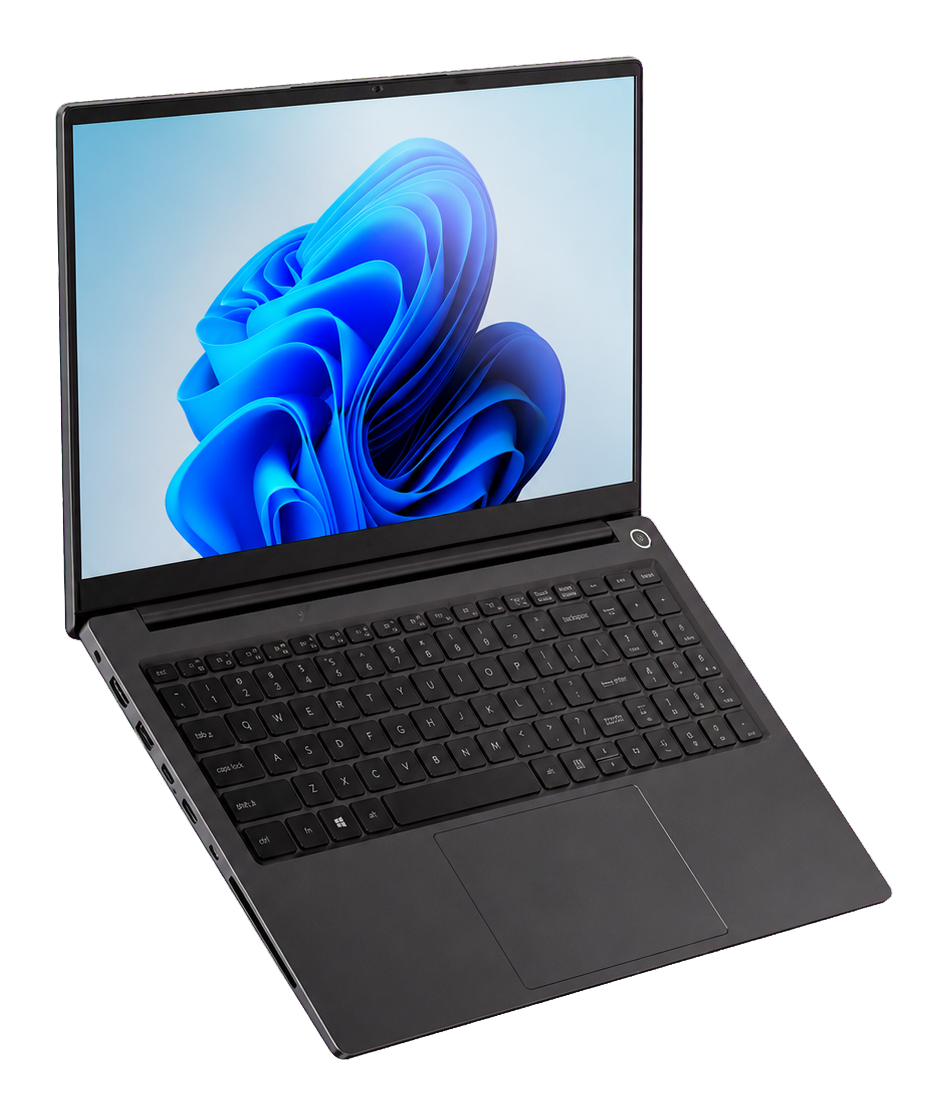 TITAN Kronos open, showing the 15.6-inch display and backlit keyboard