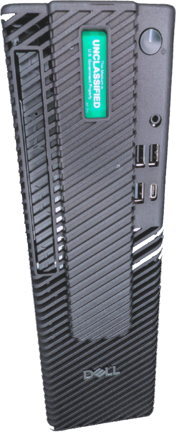 Dell removable drive kit chassis with the front classification window reading Unclassified